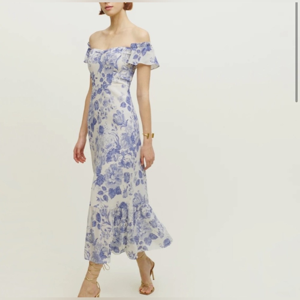Reformation Blue Floral Midi Dress